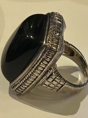 Handcrafted 925 Sterling Silver and Black Onyx Statement Ring Size 6